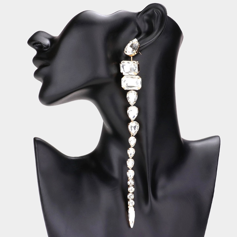 Private Label Silver Crystal Drop Earrings
